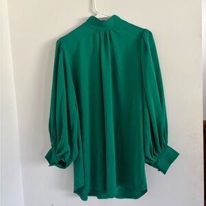 Elegant Green Blouse with Puff Sleeves